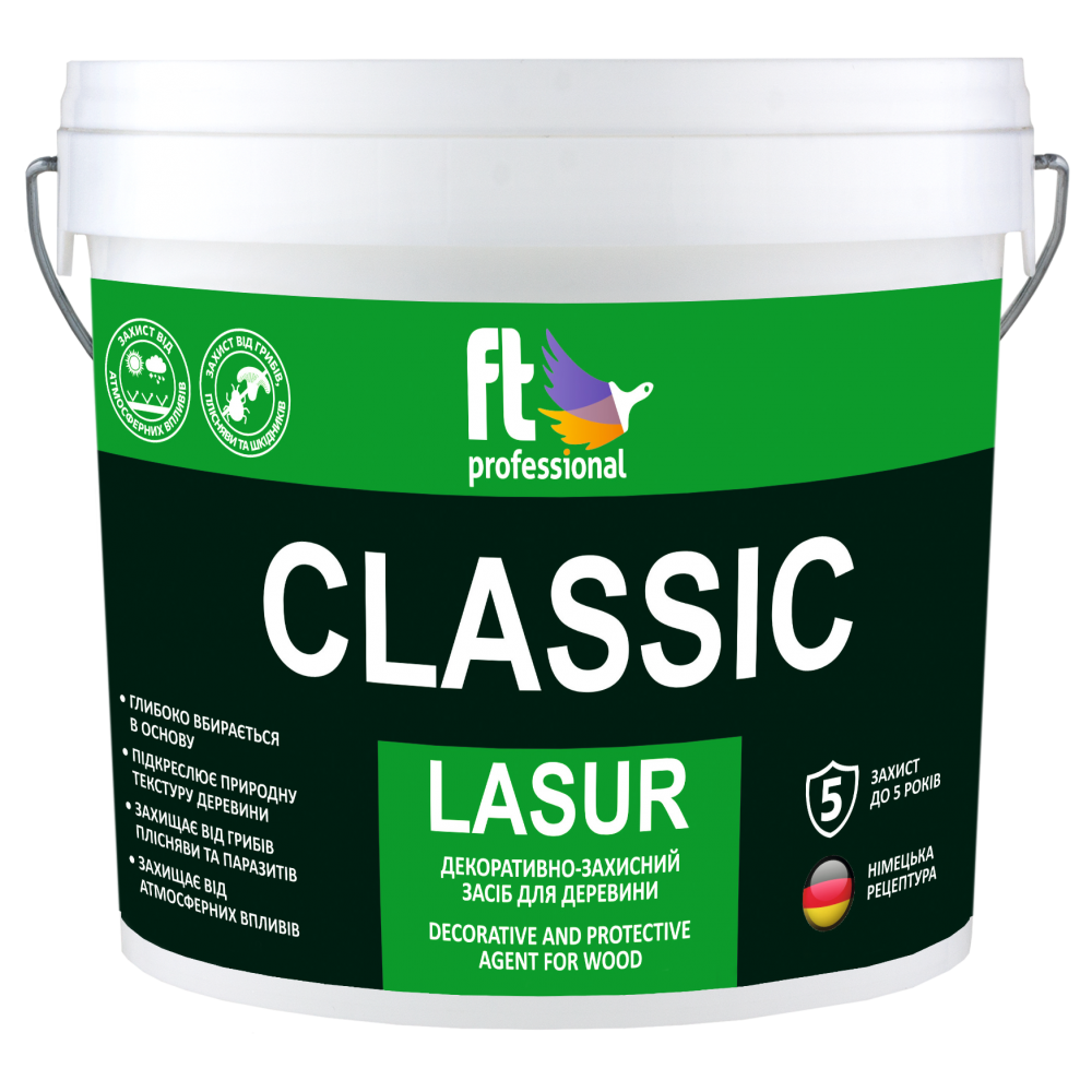 FT Professional CLASSIC LASUR Класичний декоративно-захисний засіб для деревини на водній основі